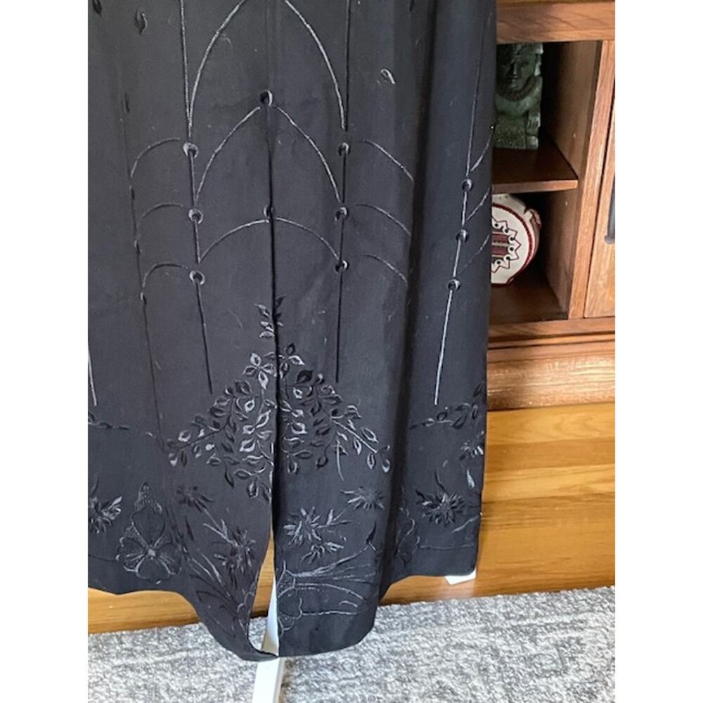 Talbots Black Label‎ Maxi Skirt Size 10 Black Wool w/ Black Embroidered Pattern - Picture 5 of 8